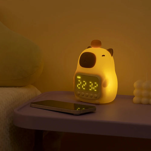 Capybara Alarm Clock with Night Lights Sleep Wake Up Clocks Desk Lamp Creative Room Bedsides Decoration Cute Gifts for Childrens